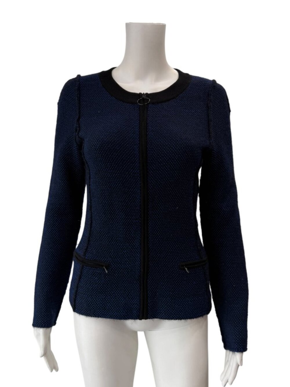 Akris Punto Blue Knit Full Zip Sweater size 6